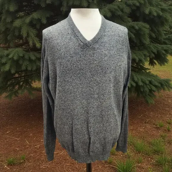 Nordstrom Cashmere Blend Sweater Men’s XL Black V Neck Lightweight Pullover Dad - Picture 2 of 11